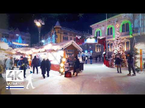 Fairytale Christmas Walk at -15°C in Tampere, Finland  Slow TV 4K