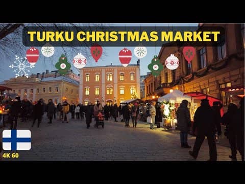 Walking In Finland: Turku Market Hall & Christmas Market With Santa (Dec 2021)