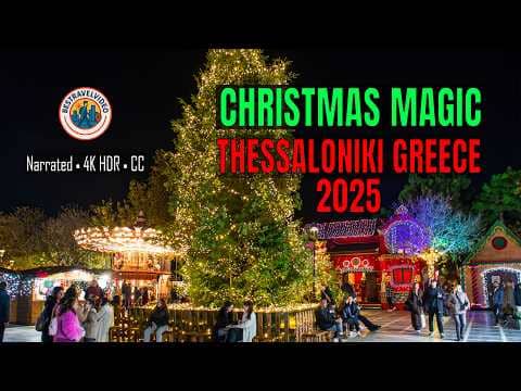 Thessaloniki Christmas Market 2025  Lights, Markets & Festive Walk (4K)