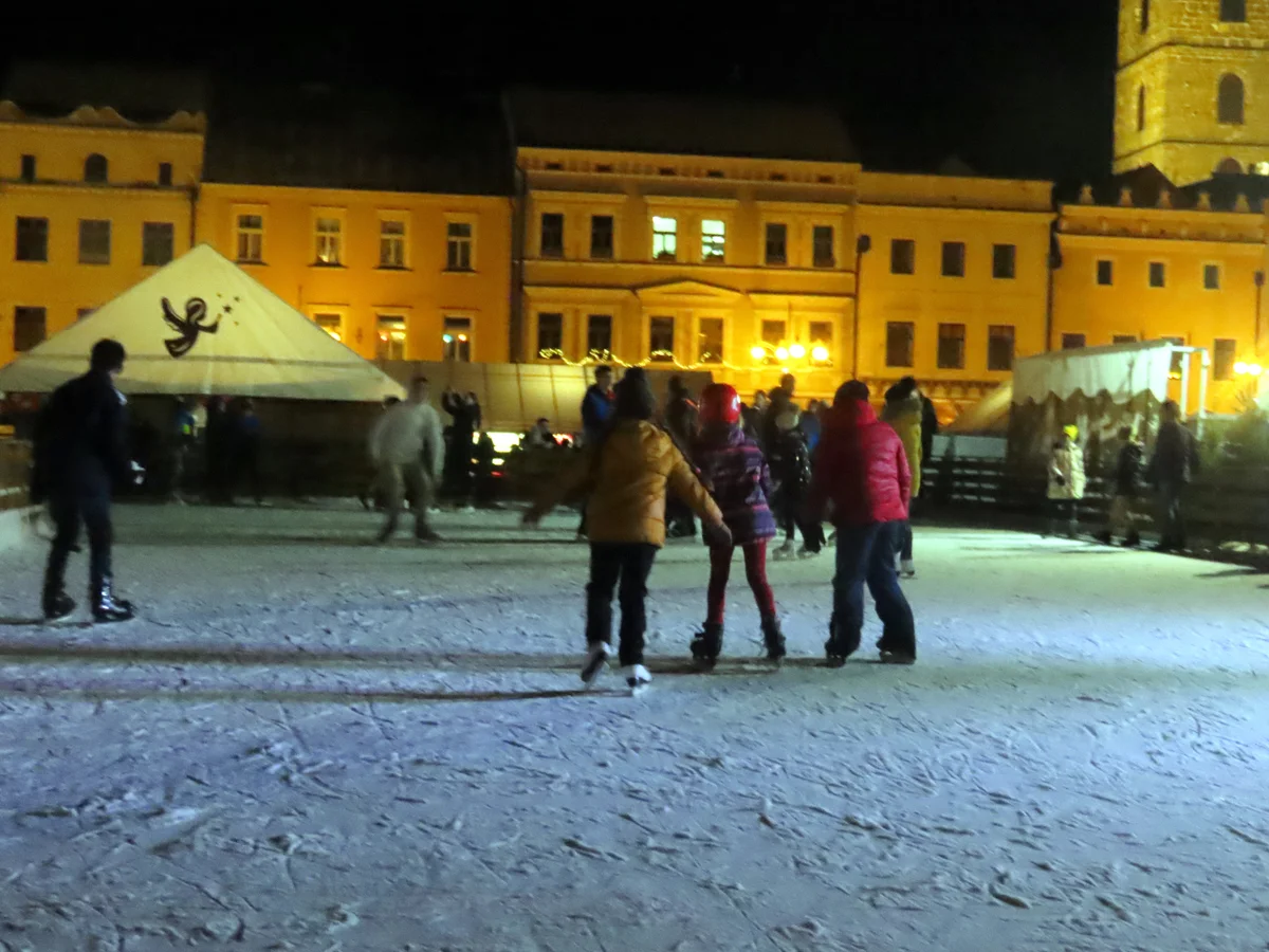 České Budějovice vibrant Christmas market atmosphere during winter