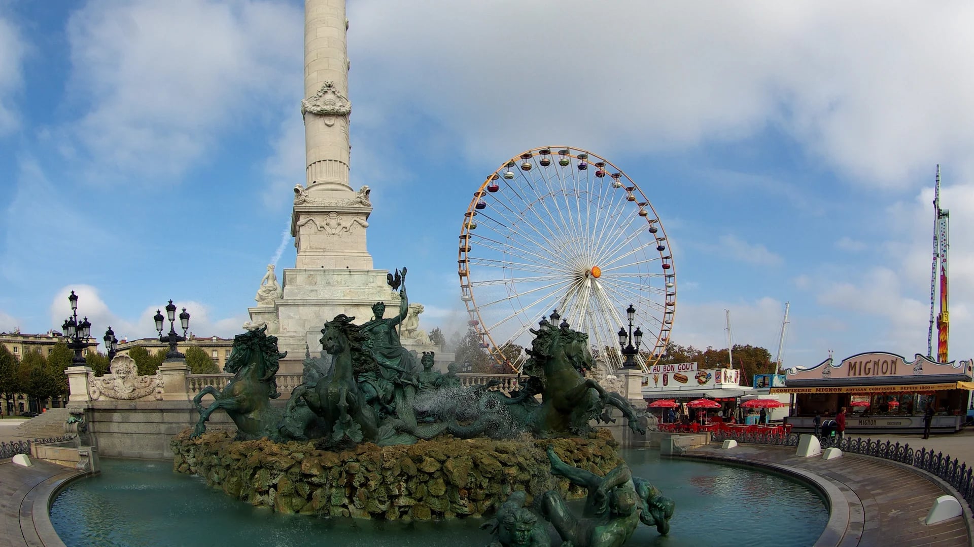 Bordeaux Monument aux Girondins at Christmas with festive ferris wheel