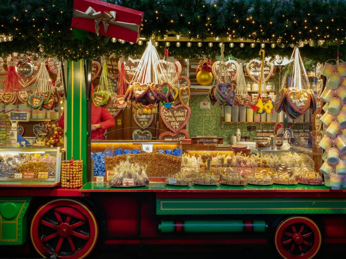 Berlin traditional gingerbread stall glowing with festive warmth