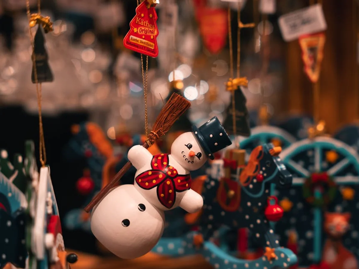 Berlin closeup of charming snowman ornament capturing festive winter magic