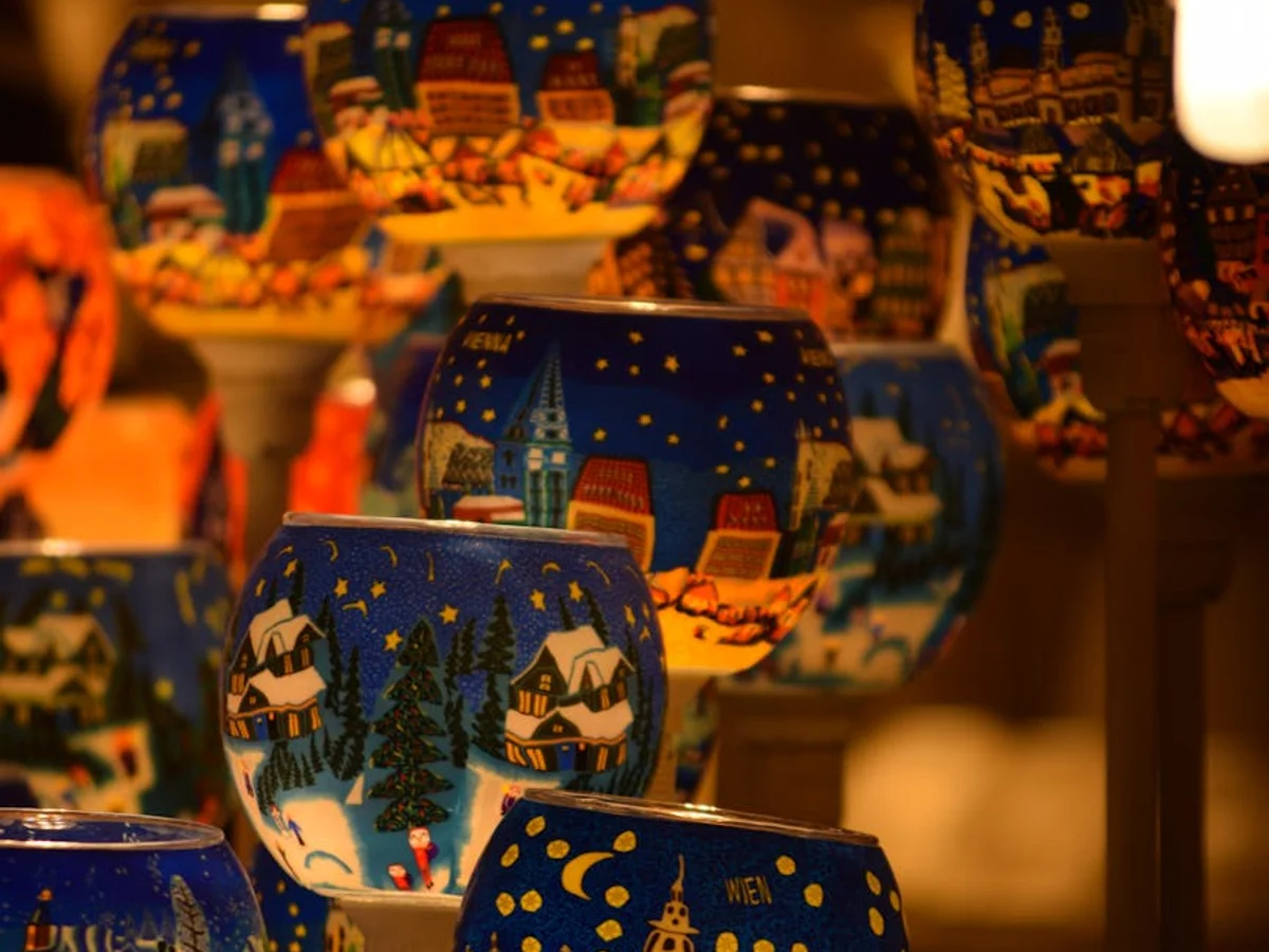 Erfurt beautifully lit festive Christmas candle holders in winter atmosphere