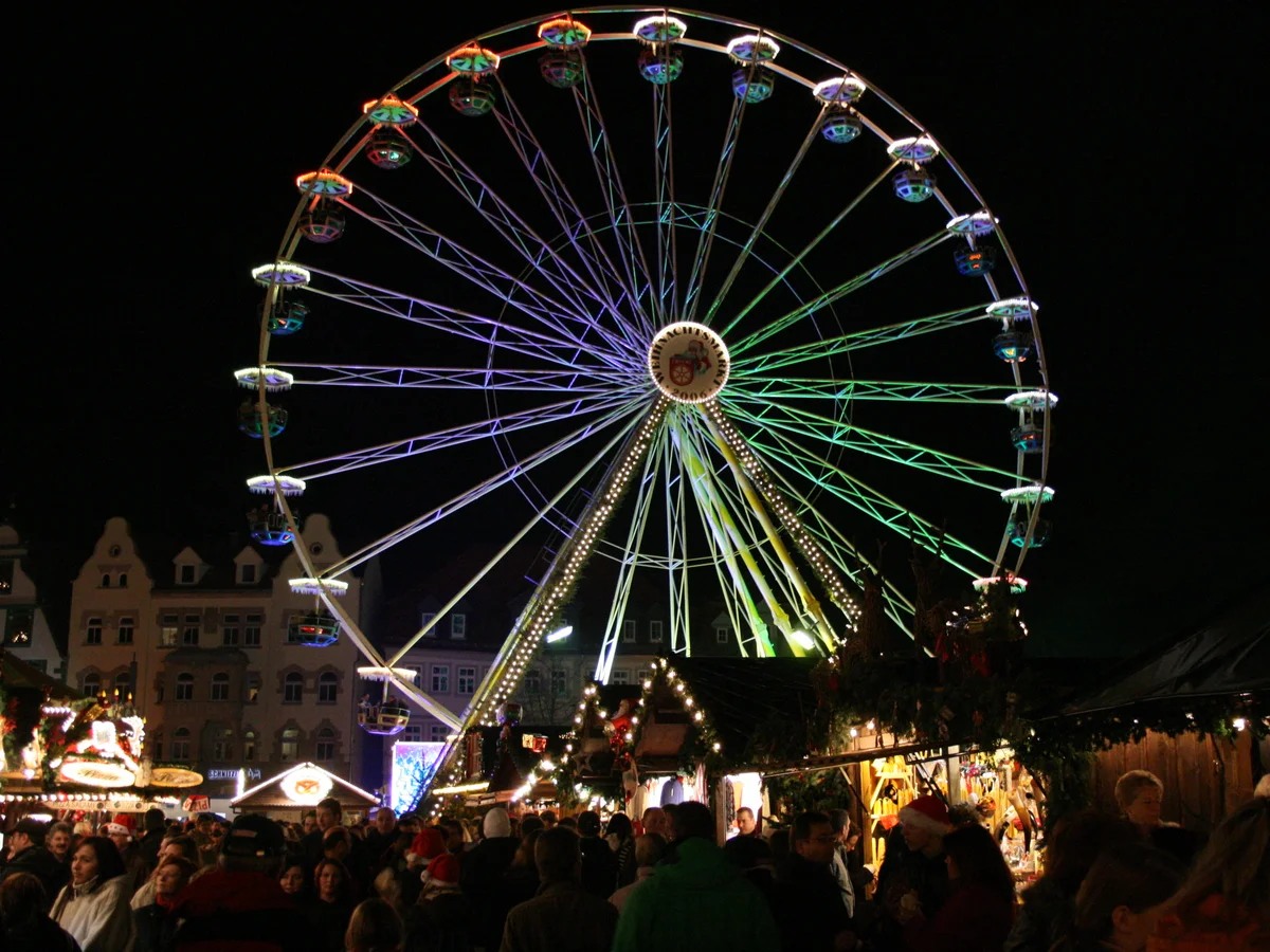 Erfurter Weihnachtsmarkt illuminated Ferris wheel Erfurt magical atmosphere historic architecture