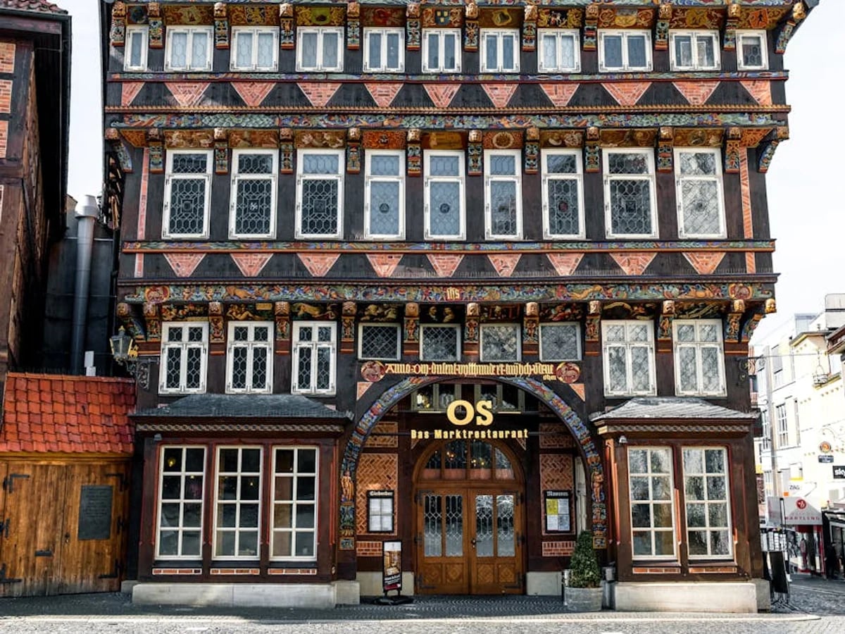 Hildesheim half-timbered architecture in winter season