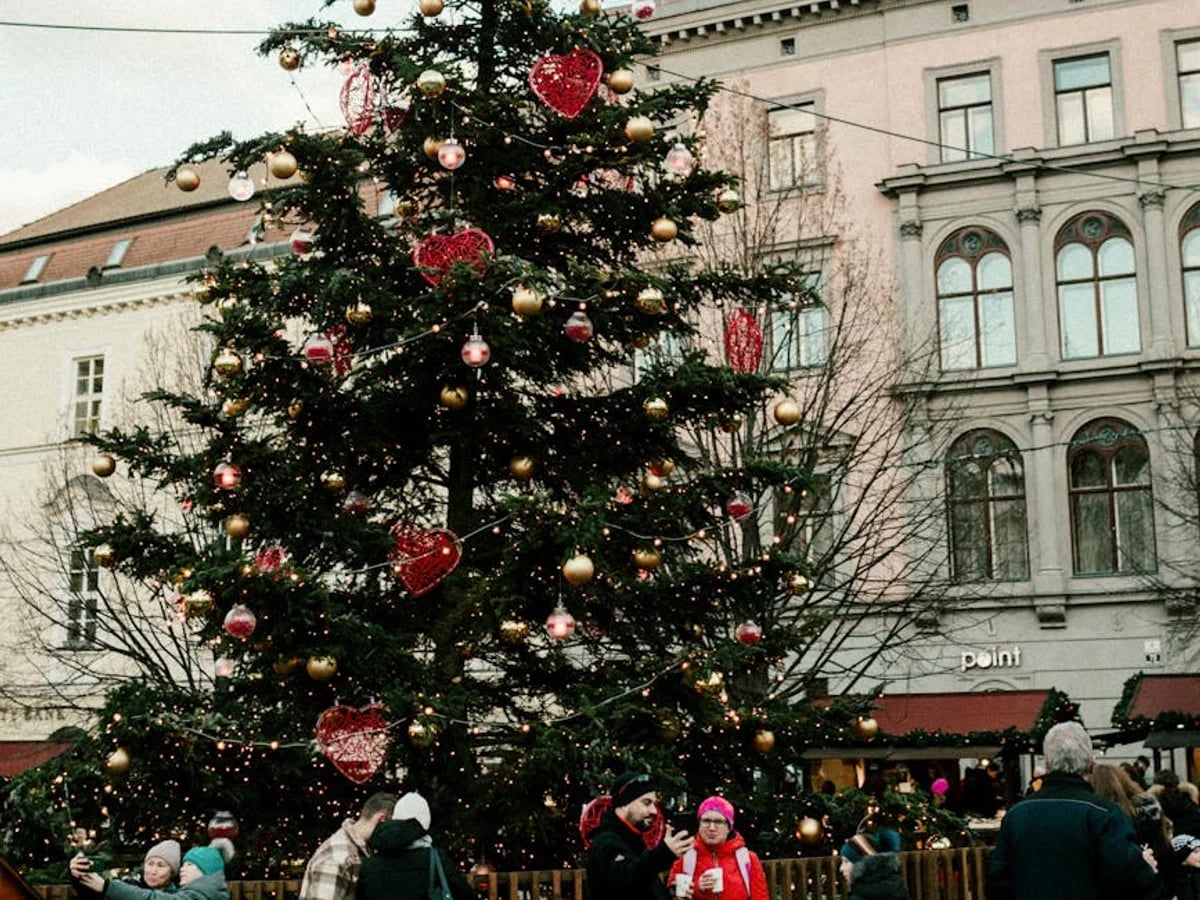 Munich beautifully decorated Christmas tree winter atmosphere