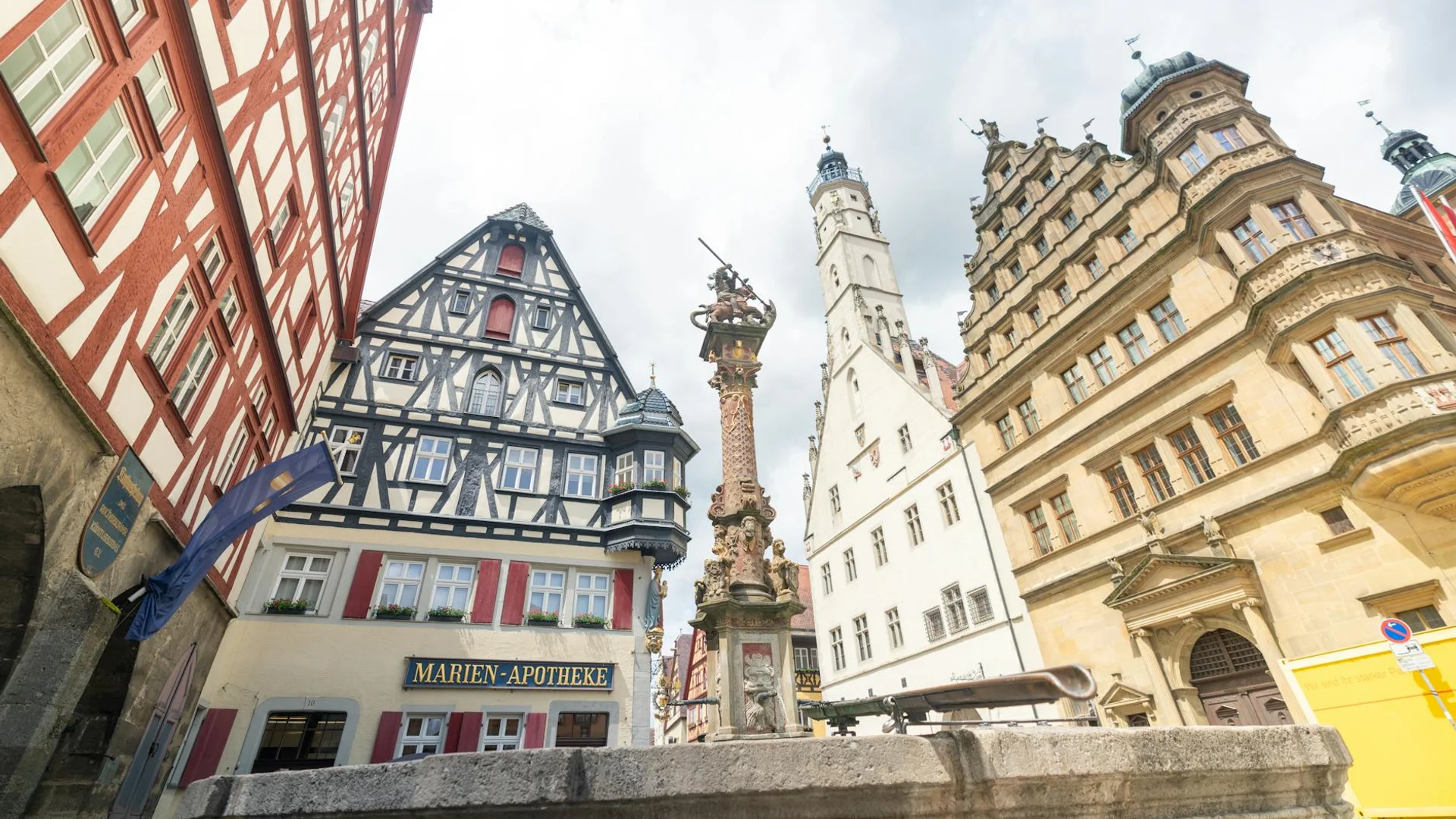 Rothenburg ob der Tauber half-timbered buildings in winter season
