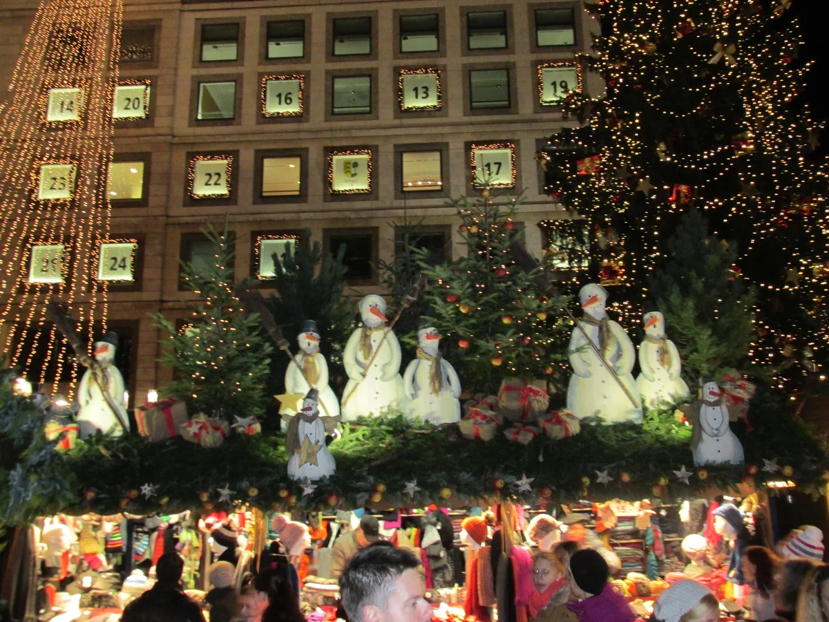 Stuttgart Advent Calendar building adorned for Christmas season