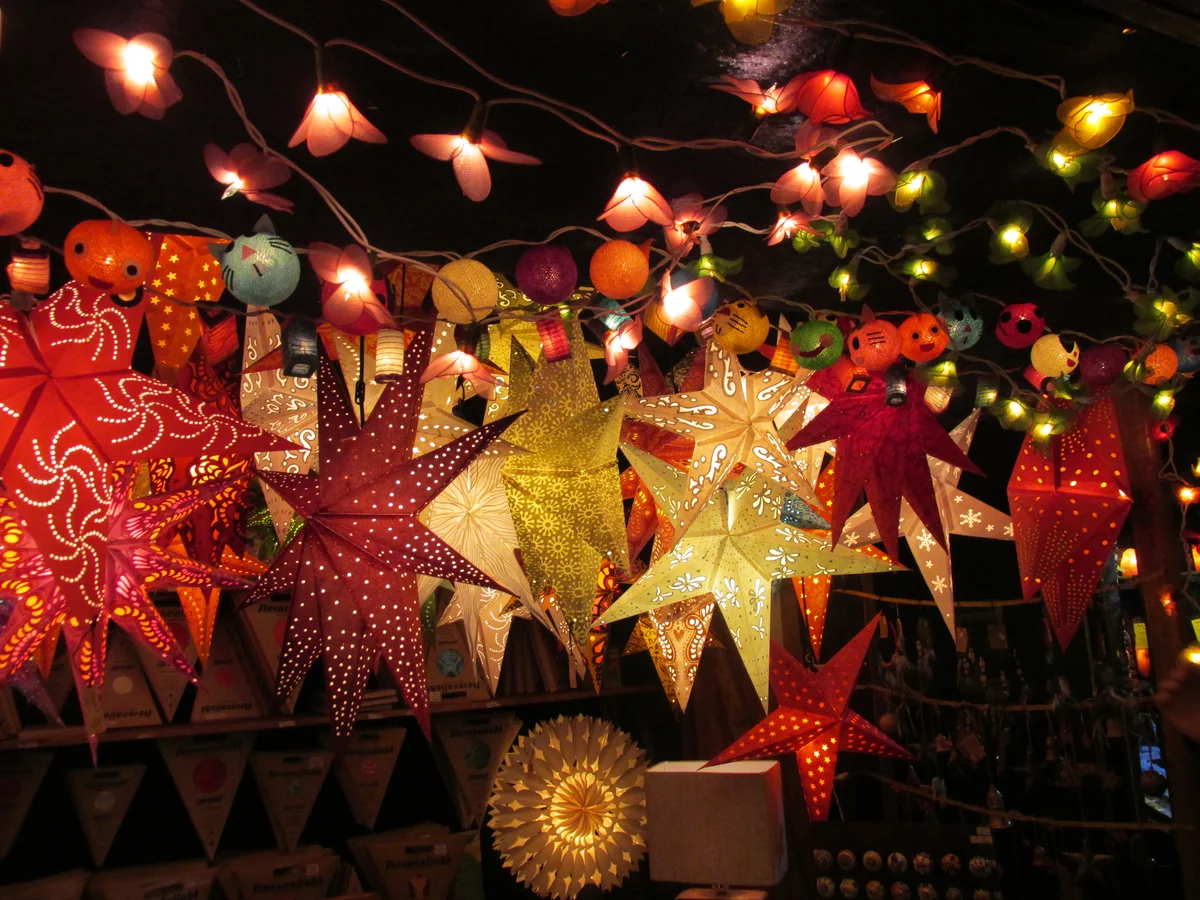 Stuttgart illuminated paper stars and ornaments create a magical Christmas atmosphere