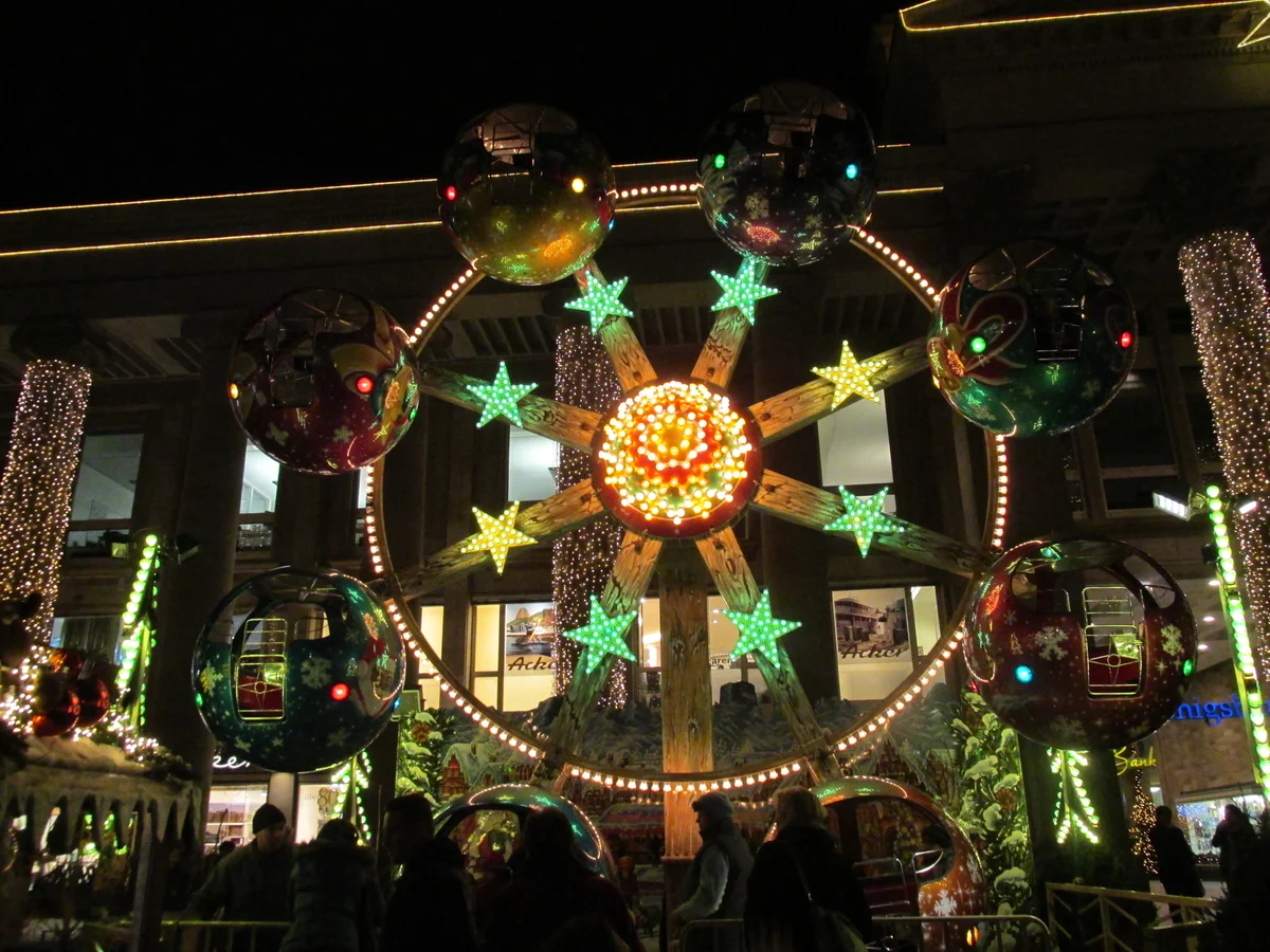 Stuttgart illuminated Ferris wheel in a festive winter atmosphere