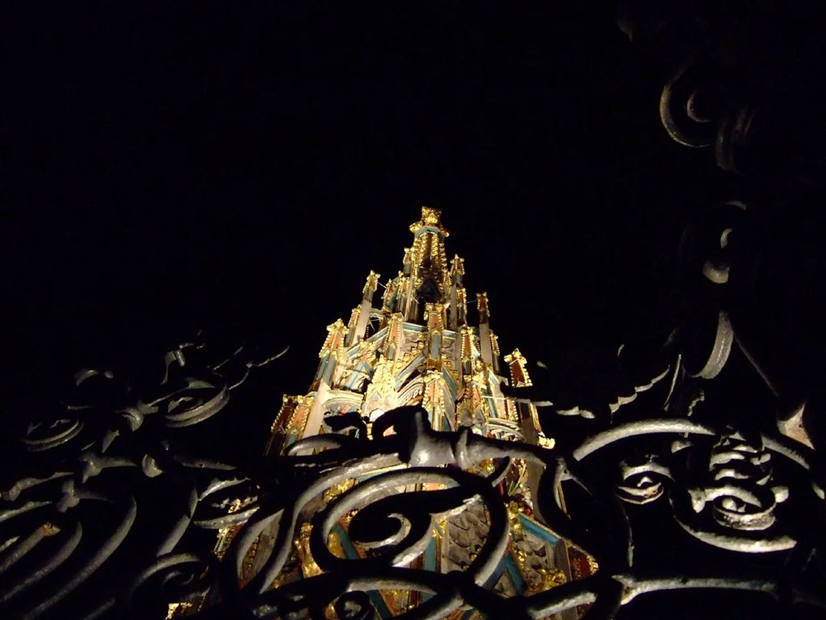 Sterzinger Glockenweihnacht illuminated spire in Vipiteno, magical atmosphere at Stadtplatz