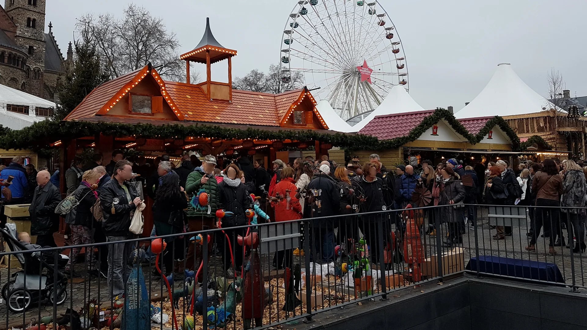 Maastricht Vrijthof Christmas market with festive stalls and carousel