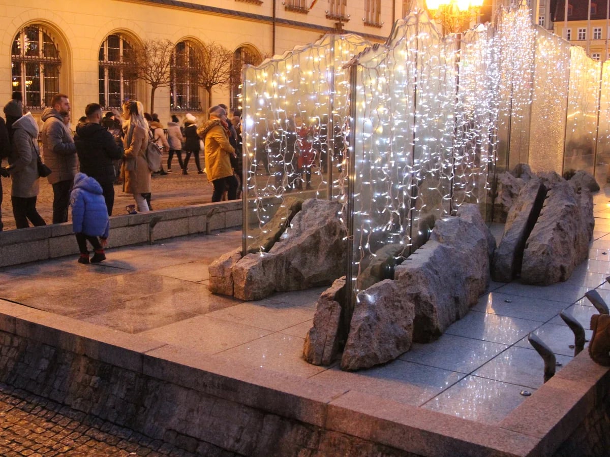 Wroclaw enchanting Christmas market evening atmosphere with lights