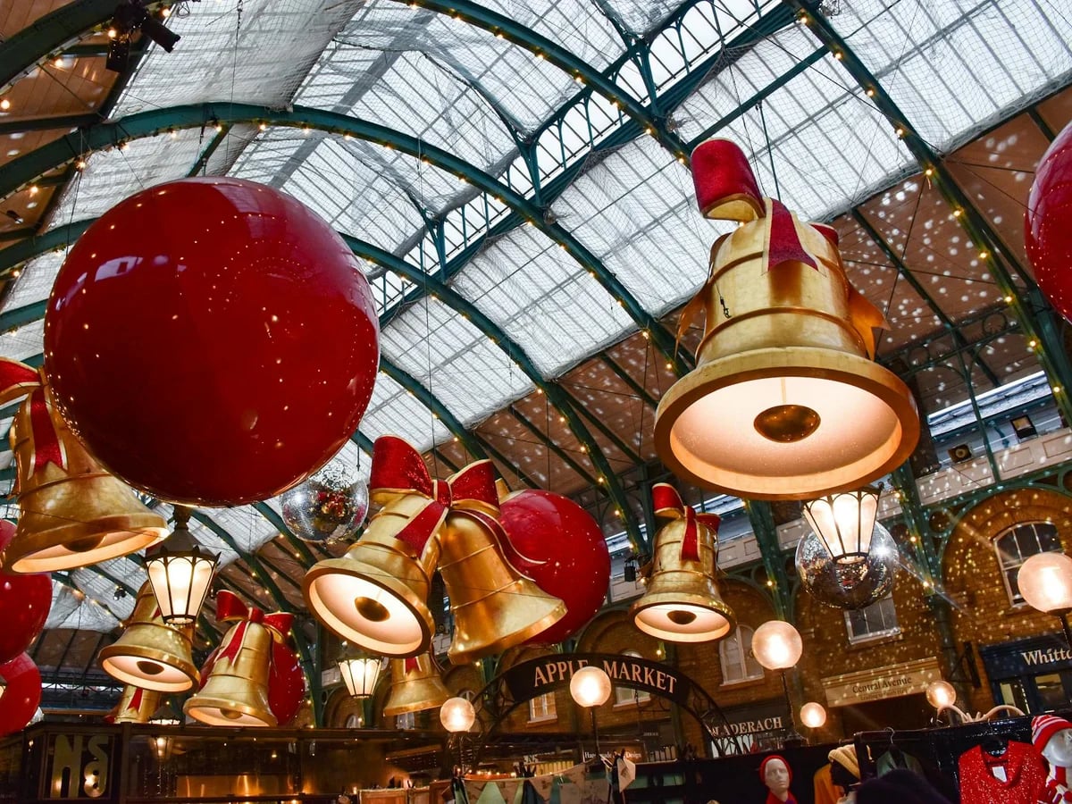 London Covent Garden Market festive wonderland with Christmas ornaments